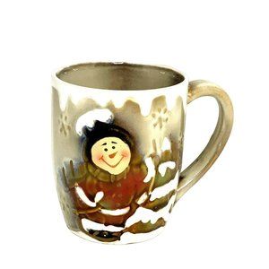 Snowman Playing In Snow Holiday Christmas Winter 16 ounce Mug